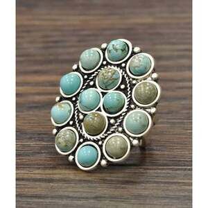 Bohemian Hippie‎ Turquoise Adjustable Statement Cuff Ring for Stylish Comfort